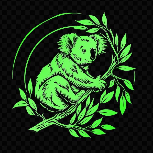 PSD a koala bear in a green circle with a green background