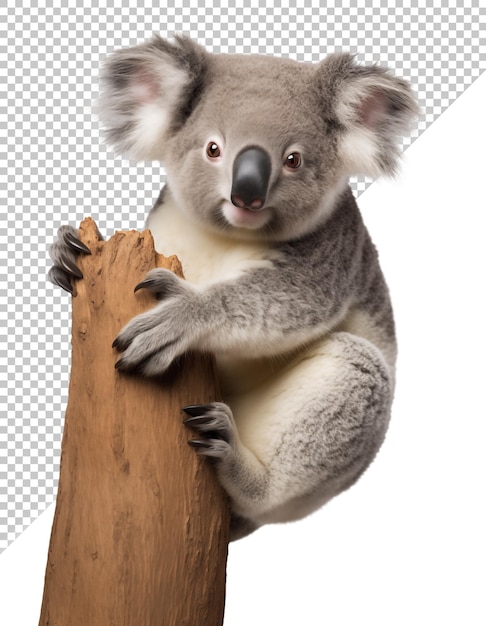 PSD koala przytulająca drzewo na odosobnionym tle