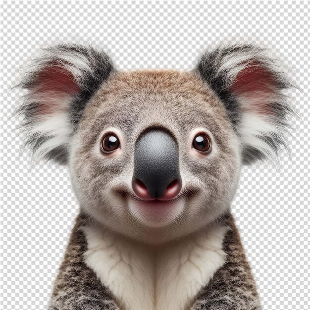 PSD a koala with a black nose and a black nose