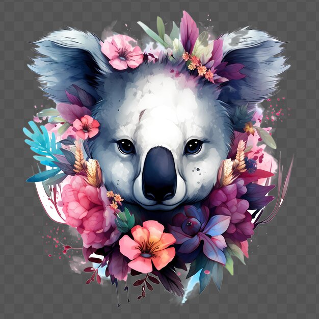 PSD a koala with flowers and a picture of a koala bear