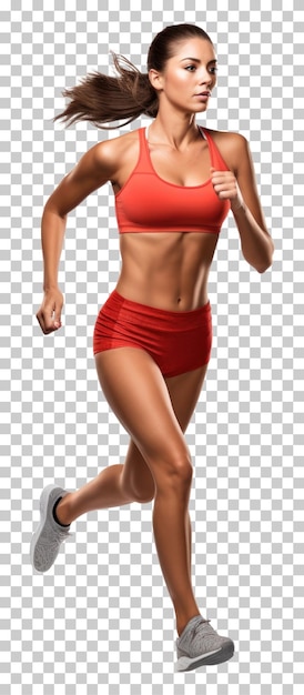 PSD kobieta lekkoatletka działa lub jogging na przezroczystym tle