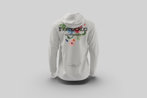 Kobieta Slim Fit Hoodie Back View Mockup