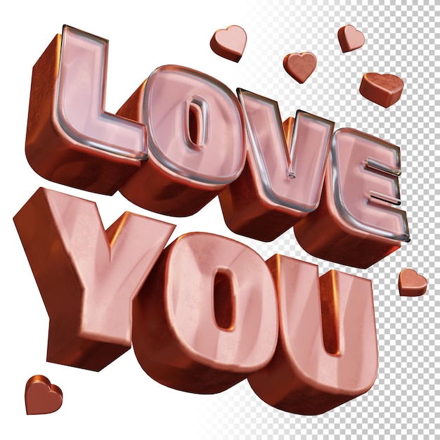 Kocham cię renderowania 3d pogrubiony list na białym tle renderowania 3d