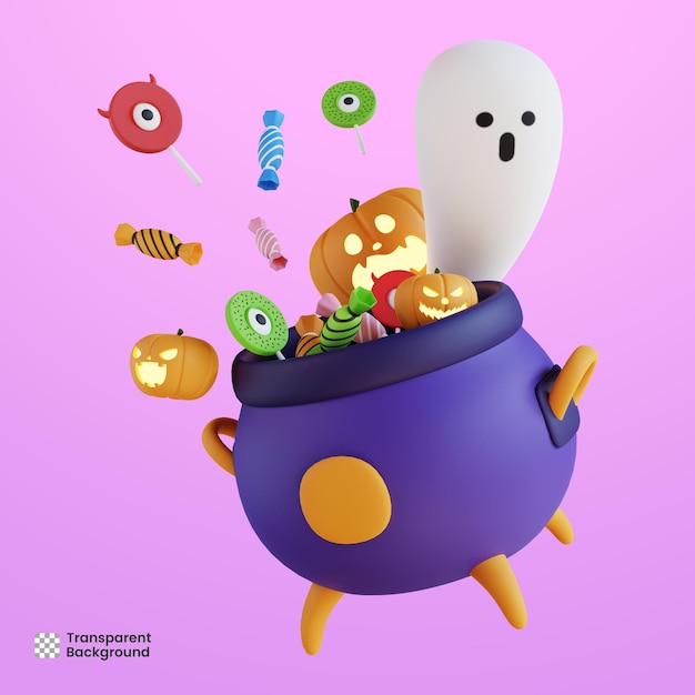 Kocioł Z Halloweenową Ilustracją 3d