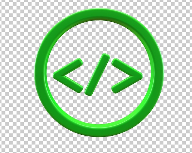 PSD kod html zielona ikona renderowania 3d