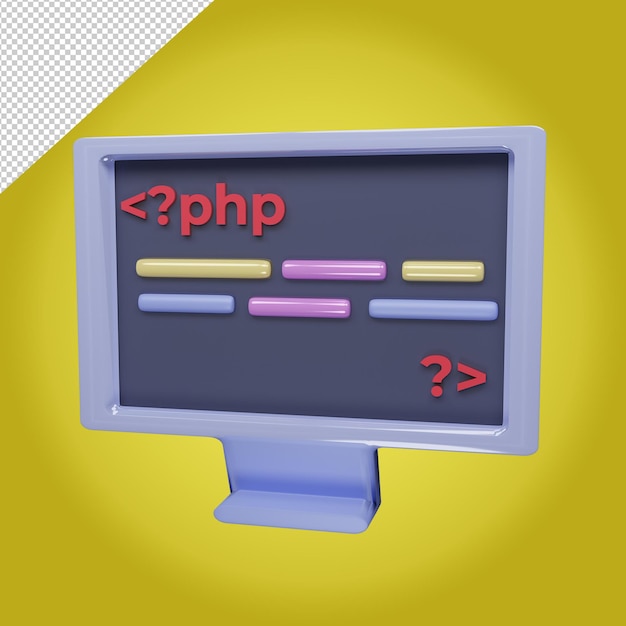 PSD kod php na komputerowej ilustracji 3d