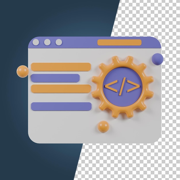 Kodowanie i programowanie ikon 3D Render Clipart