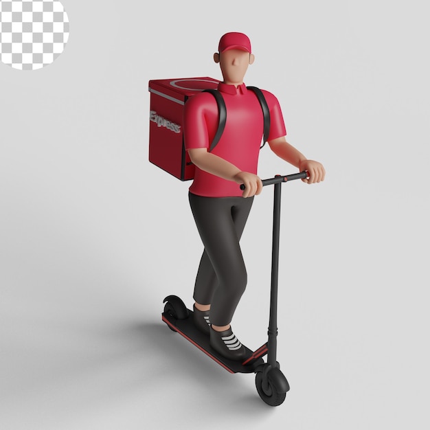 Koerier op een scooter, bezorger. psd premium