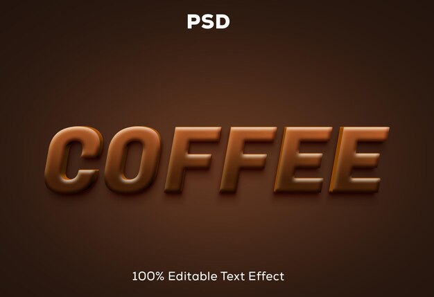 Koffie bewerkbaar 3d-teksteffect