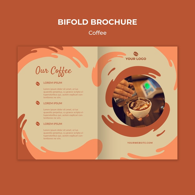 Koffie concept tweevoudige brochure mock-up