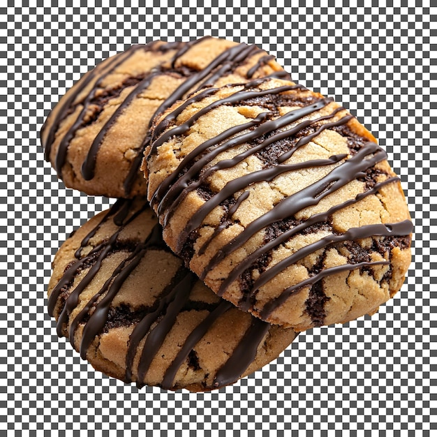 Koffie-geurige koekjes met chocolade op een doorzichtige achtergrond