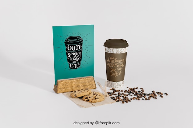 PSD koffie mockup met standaard