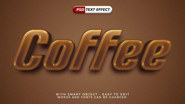 PSD koffie teksteffect 3d-stijl