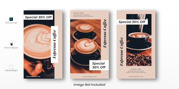 Koffie verkoop instellen instagram verhalen sjabloon