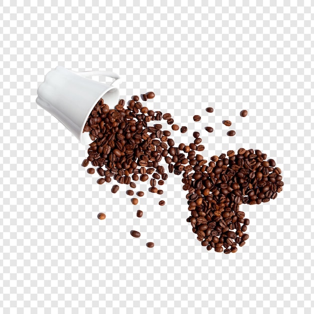 Koffiebonen uit een witte beker