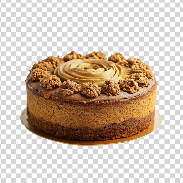 Koffiecake op een wit bord geïsoleerd op een doorzichtige achtergrond