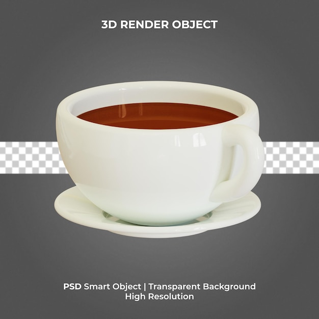 Koffiekopje 3d render geïsoleerd premium psd