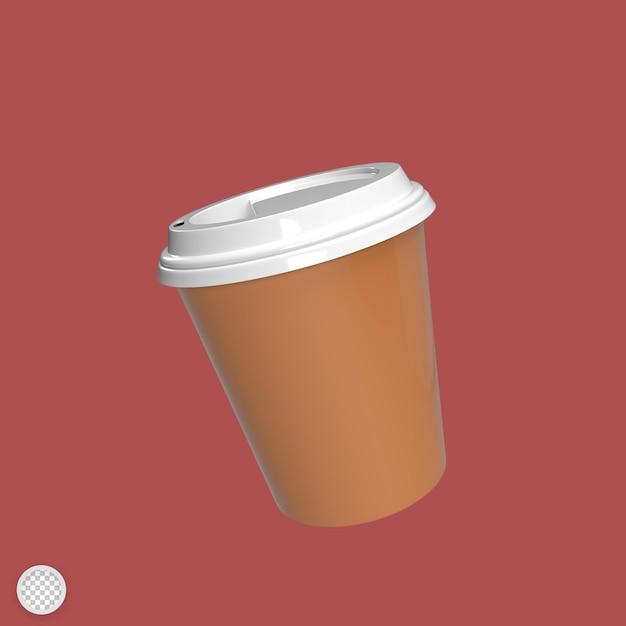 Koffiekopje cartoon stijl 3d render illustratie