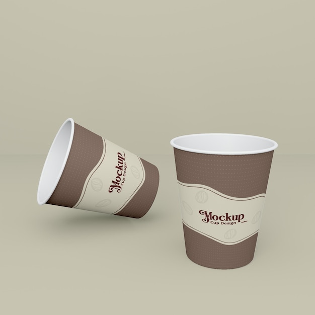 PSD koffiekopje realistisch 3d mockup-ontwerp