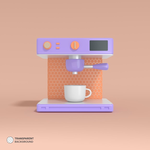 PSD koffiezetapparaat 3d-gerenderde geïsoleerde icon