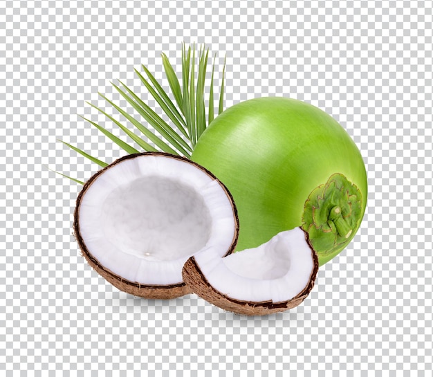 Kokosnoot met bladeren Geïsoleerd Premium PSD