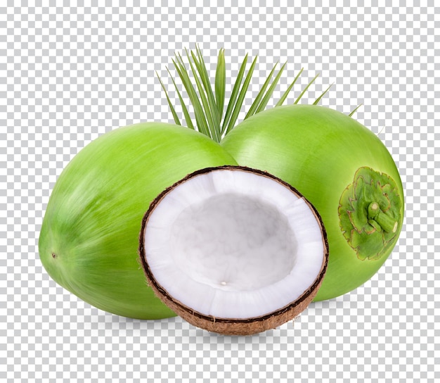 Kokosnoot met bladeren Geïsoleerd Premium PSD