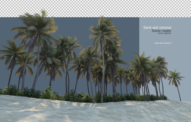 PSD kokosnoot op verschillende niveaus van zand
