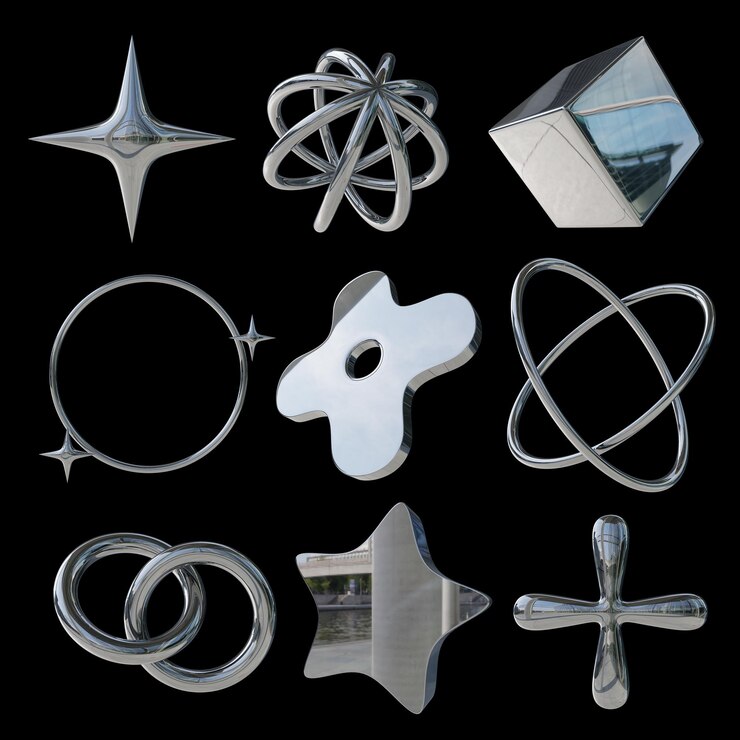 PSD kolekcja ikon metalowych 3d