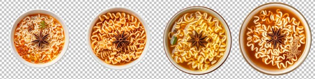 PSD kolekcja instant noodles in broth z star anise wyizolowanym na przezroczystym tle