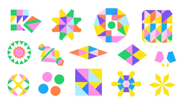 Kolekcja kolorowych kompozycji geometrycznych kształtów