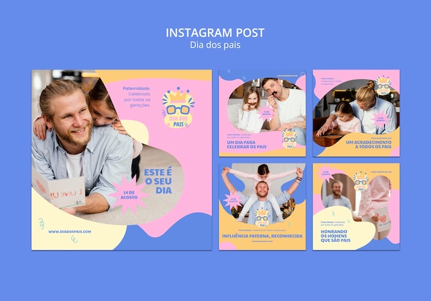 PSD kolekcja postów na instagramie dia dos pais