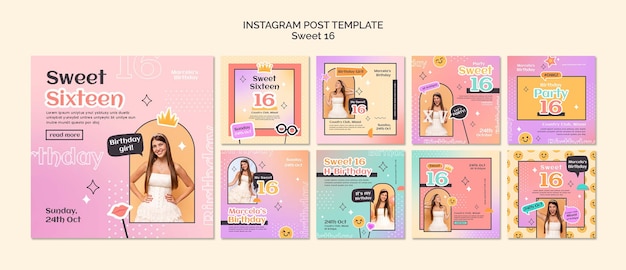 Kolekcja postów na instagramie Sweet 16 celebration