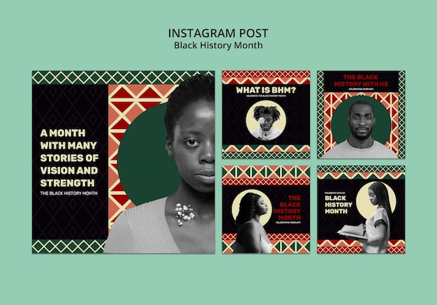 PSD kolekcja postów na instagramie z czarnym miesiącem historii