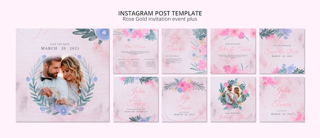PSD kolekcja postów na instagramie z motywem kwiatowym