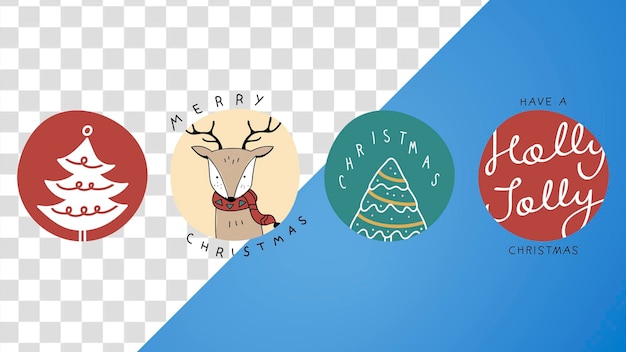 Kolekcja świątecznych png uroczych odznak kreskówek