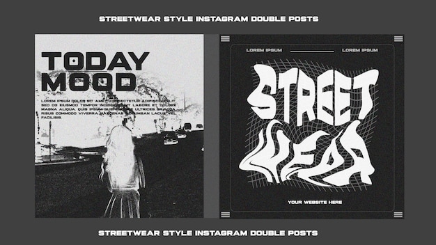 PSD kolekcja szablonów postów na instagramie w stylu street wear darmowy plik psd
