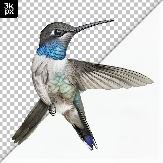 Kolibri niebieskiego gardła na przezroczystym tle