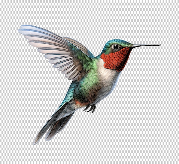 PSD kolibri odizolowany na przezroczystym tle
