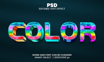 PSD kolor 3d edytowalny styl efektu tekstowego photoshop z tłem