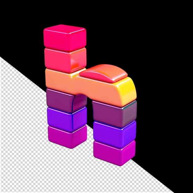 PSD kolor 3d symbol wykonany z poziomych bloków litery h