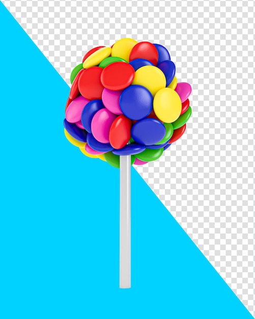 Kolorowa cukierkowa fasola Lollipop czekoladowa fasola 3d ilustracja