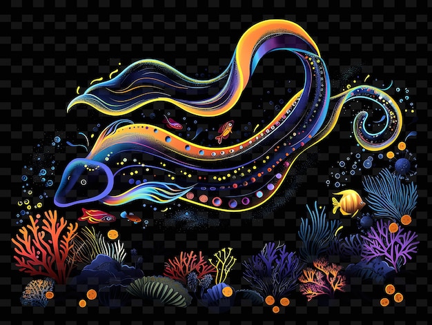 PSD kolorowa ilustracja konia morskiego z tytułem 