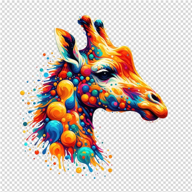 PSD kolorowa ilustracja żyrafy z rysowanym na niej ustem