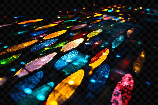 PSD kolorowa mozaika szklanych świateł z tęczą światła na nich