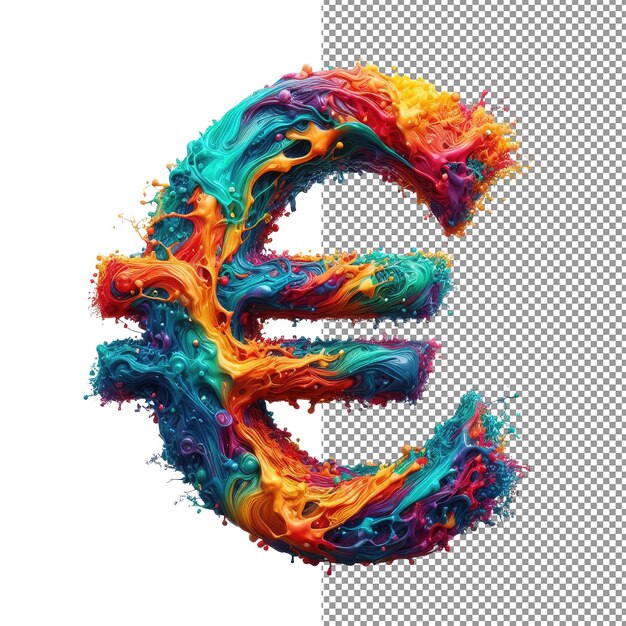 PSD kolorowa waluta png tło symbol euro z plamkami