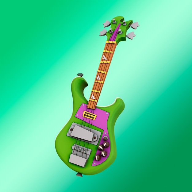 Kolorowa zielona gitara 3D