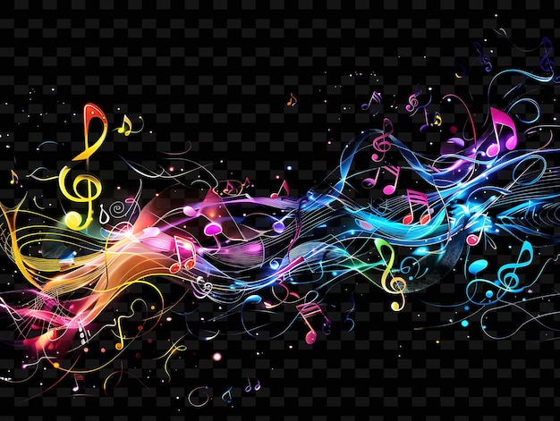 PSD kolorowe abstrakcyjne tło z nutami muzycznymi i kolorowym wzorem
