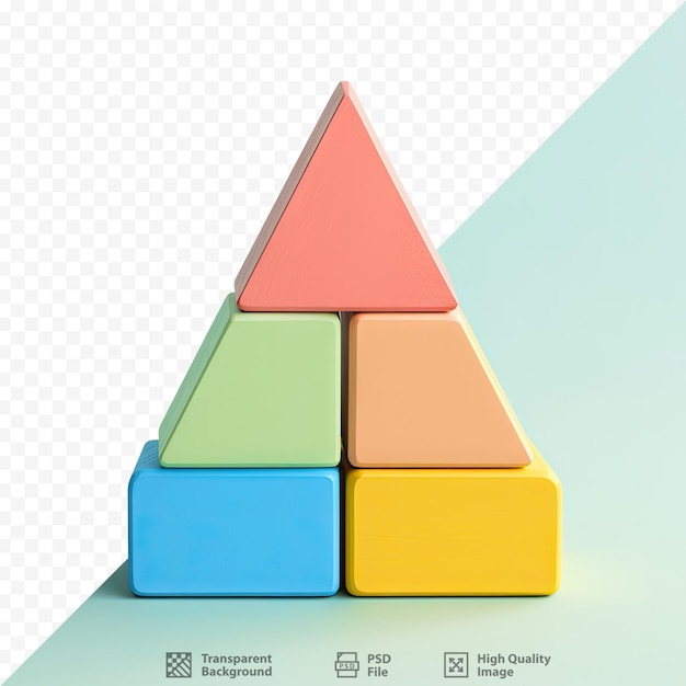 PSD kolorowe klocki w kształcie trójkąta do nauki dzieci na przezroczystym tle
