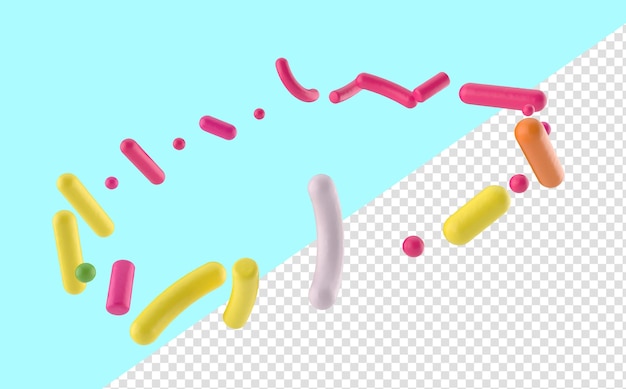 Kolorowe Sprinkles w powietrzu izolowane tła S?odkie kropi p?ywaj?cych pod ilustracj? 3d