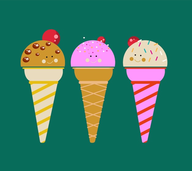 Kolorowe stożki lody - słodkie i pyszne przysmak